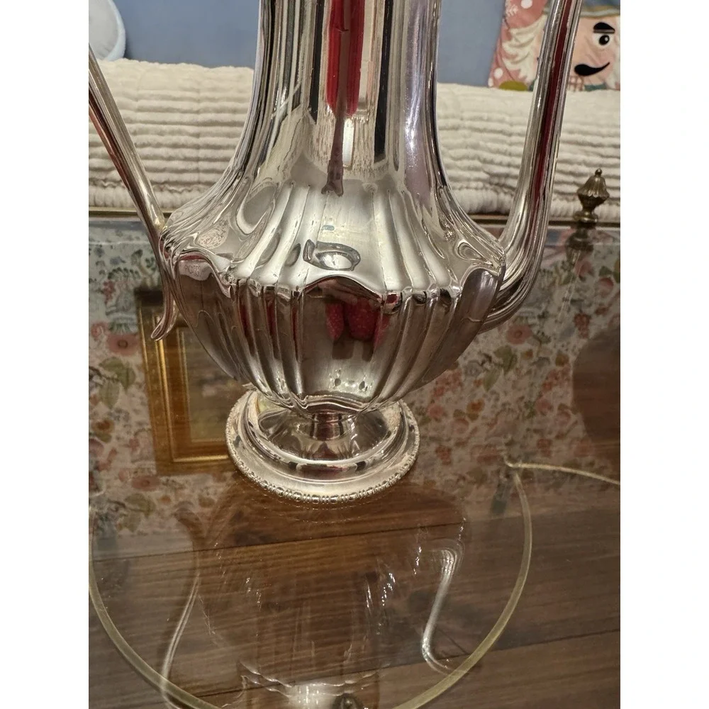 Antique Quadruple Silver Plate Coffee‎ Pot And Creamer C.1890-1910 Edwardian